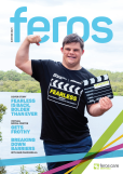 Young man with Down syndrome on the cover of Feros Magazine
