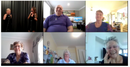 Screenshot of virtual meeting with seniors