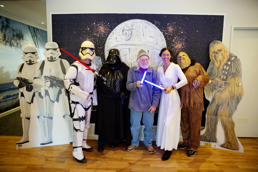 Group of senior Grand Gamers dressed as Star Wars characters