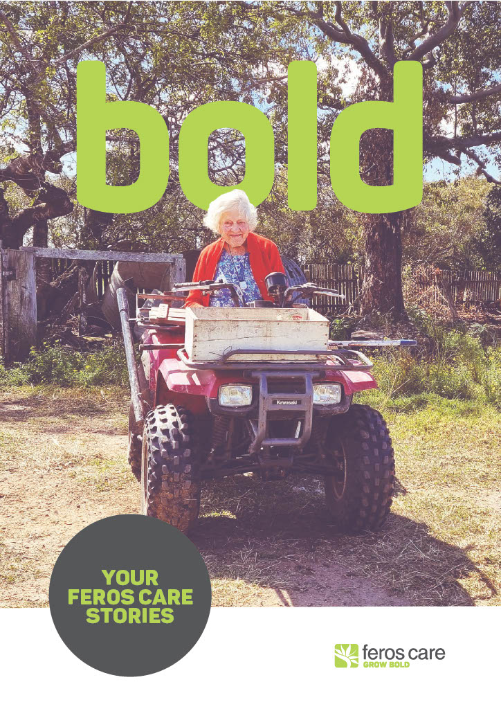 93 year old Daisy riding a quad bike on her farm