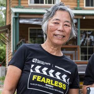 Photo of Hiromi Matsuoka wearing Fearless Season 2 t-shirt
