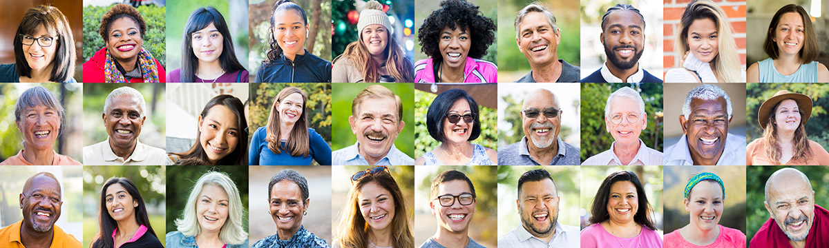 Dozens of profile pictures of people from diverse backgrounds
