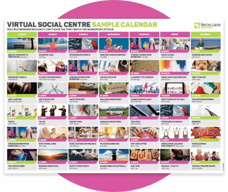 Image showing sample calendar for Virtual Social Centre