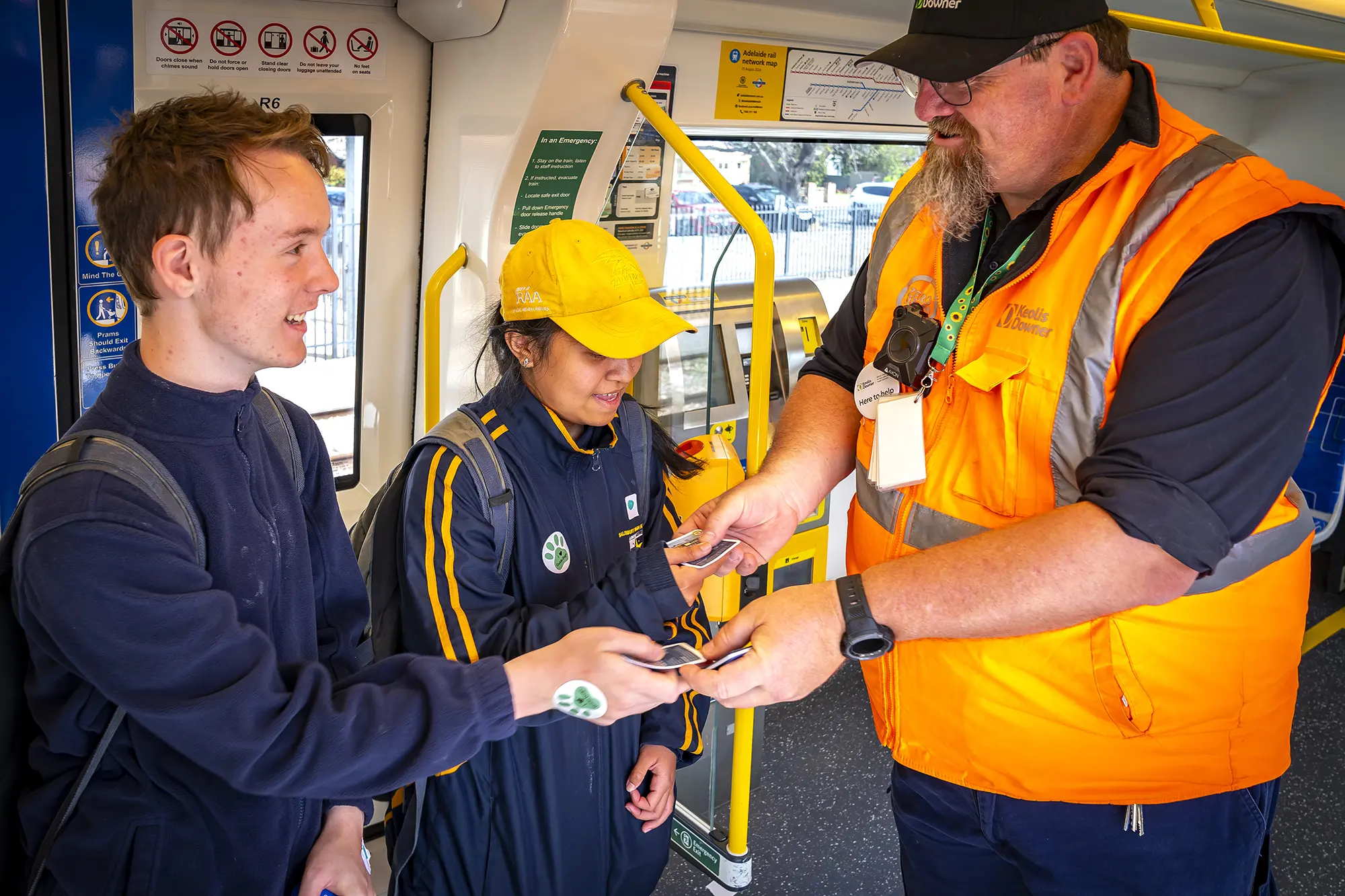 FCGS0327 Two participants inside trainer with train driver learning about safety on trains