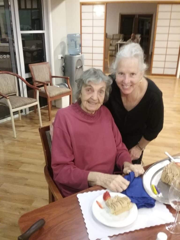 Wendy with a resident at Feros Village Bangalow