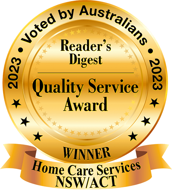Quality-award Reader's Digest 2021 Quality Service Award - Gold Medal for Home Care Services in New South Wales and Australian Capital Territory, voted by Australians