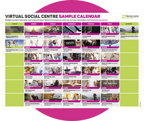 Photo of Virtual Social Centre sample calendar