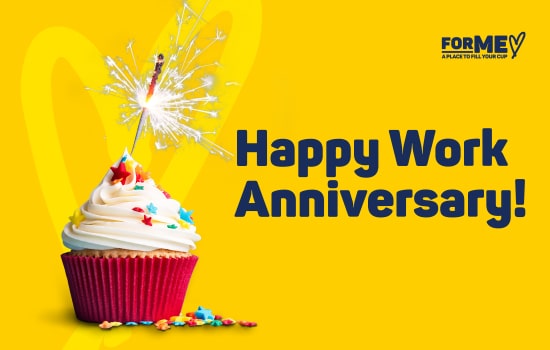 Example of 'Happy work anniversary' recognition card