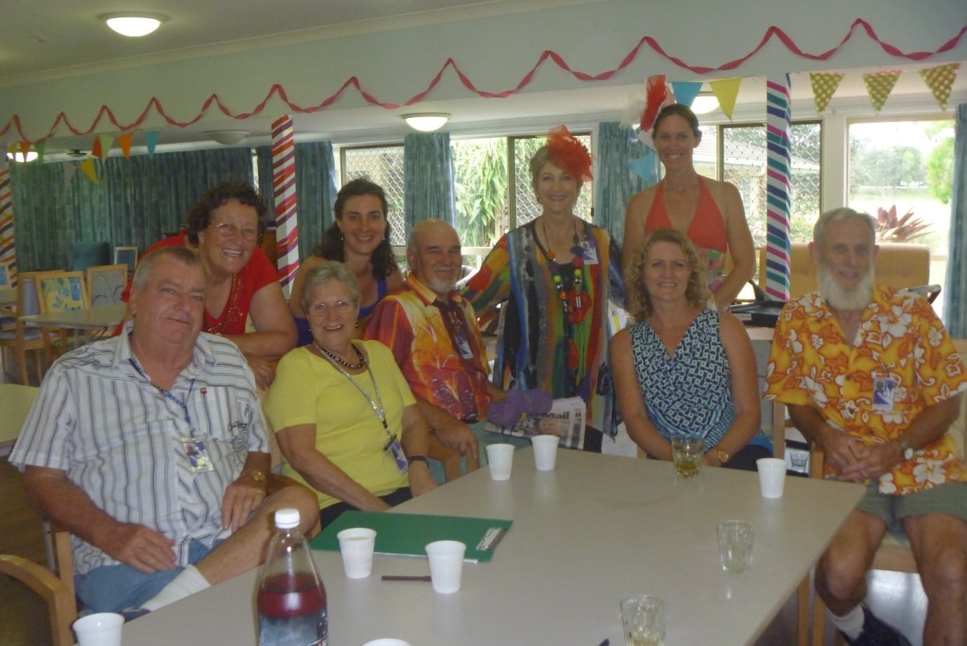 gathering in ding room at an aged care facility called Feros Care Wommin Bay.