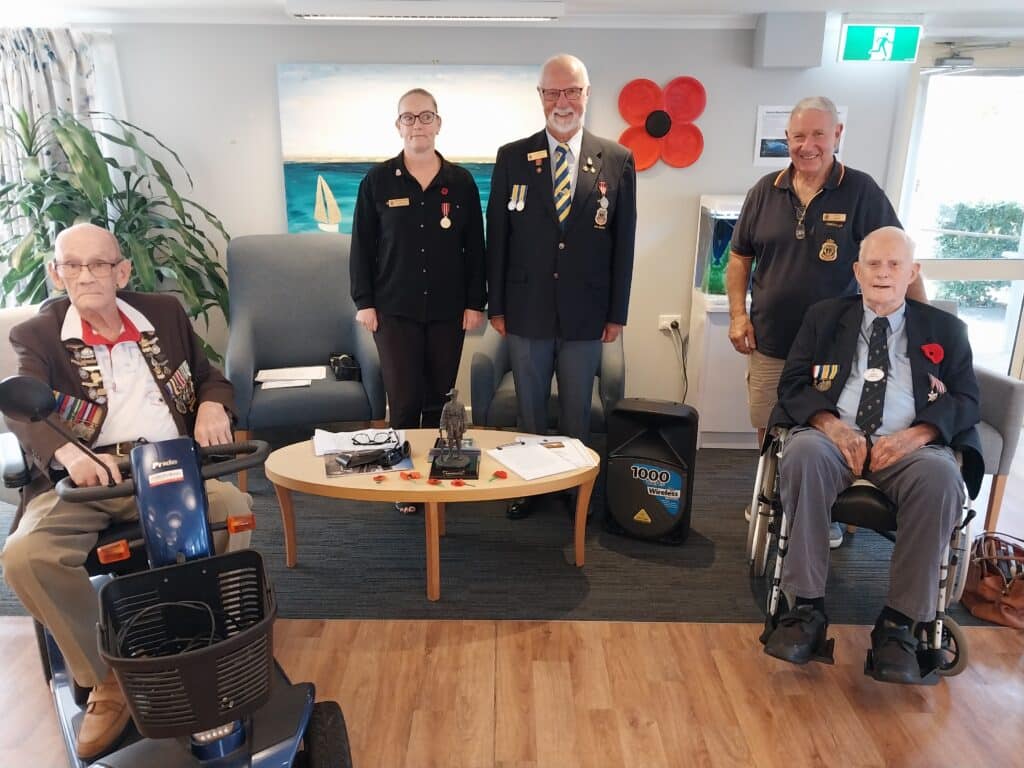 Proud Anzac veterans on Anzac Day at aged carre care